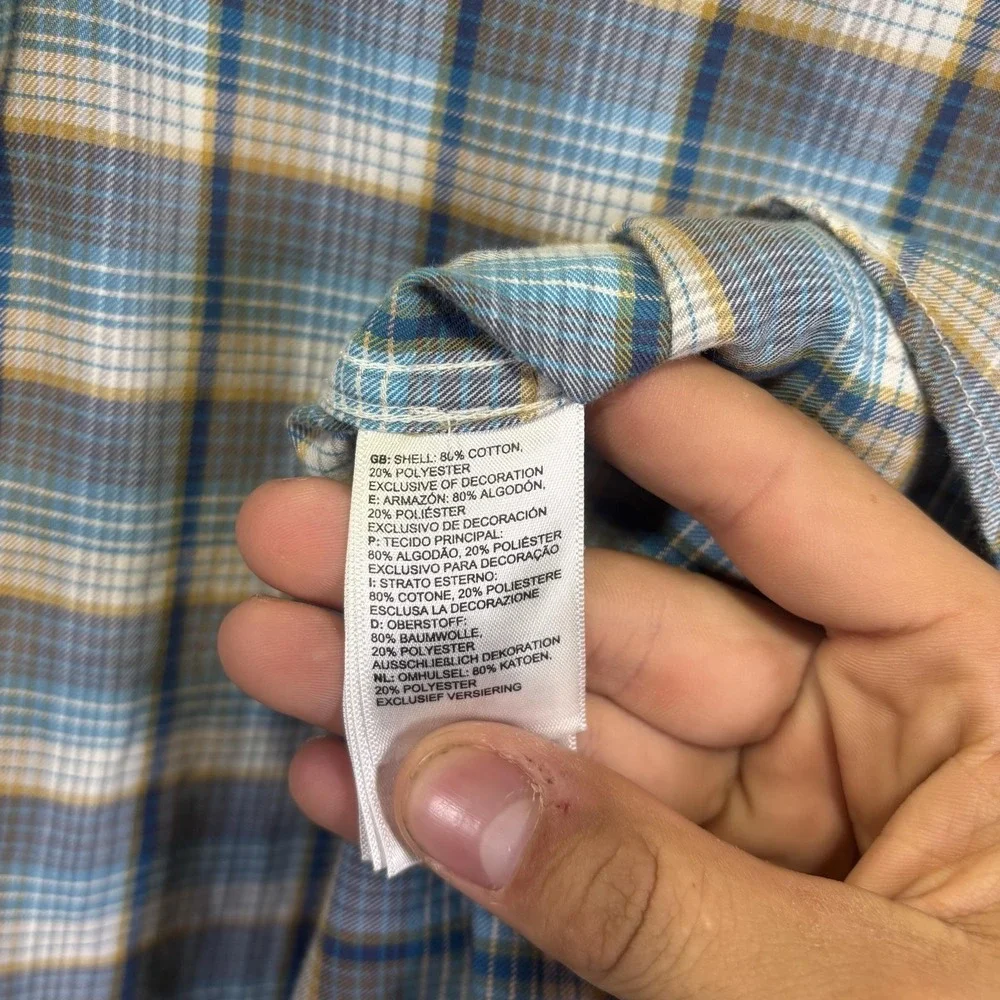 The North Face Shirt Mens Medium Blue Plaid Long Sleeve Button Up Casual Outdoor